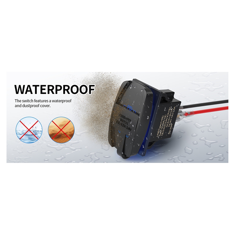 Tools Qc - USB-tuimelschakelaar 12V waterdichte USB C &