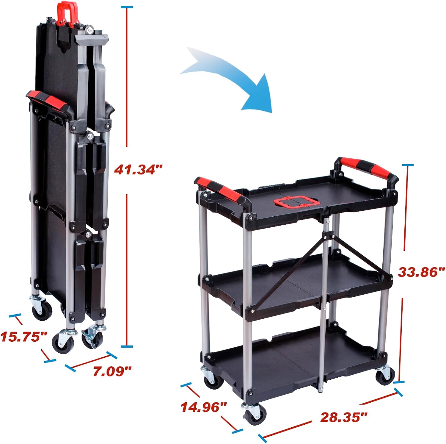 3-laags opvouwbare rollende we - Tools Trolley For Workshop recensie en prijs