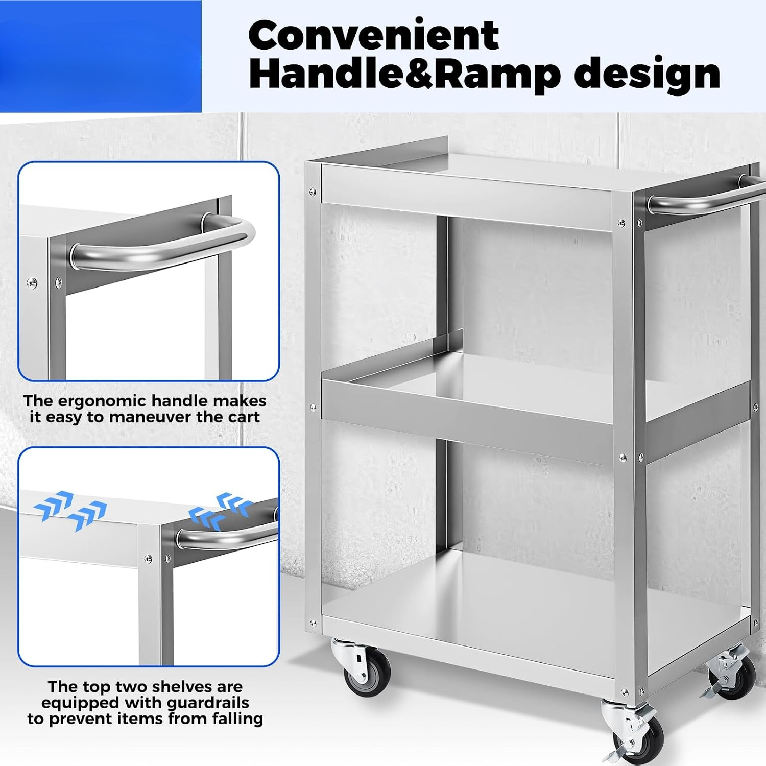 3-laags roestvrijstalen rolwag - Tools Trolley For Workshop recensie en prijs